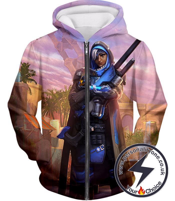 Overwatch Elite Sniper Ana Amori Zip Up Hoodie